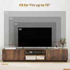 Tangkula Modern TV Stand for up to 70” TVs, 63”L Minimalist Entertainment Center w/ 2 Doors & Open Shelves, Media Console Table Storage Cabinet with 6 Support Feet for Living Room (Rustic Brown, 63”L)