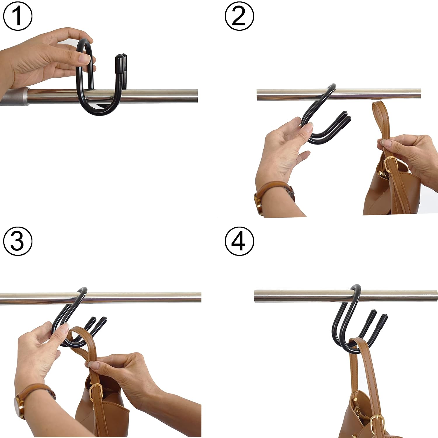 YYST Handbag Backpack Purse Hanger Hook Over The Closet Rod for Scarves, Men's Ties, Women's Shawls, Belts, Handbags, Wristlets, Purses, Bags,Backpacks, Satchels,etc (2)