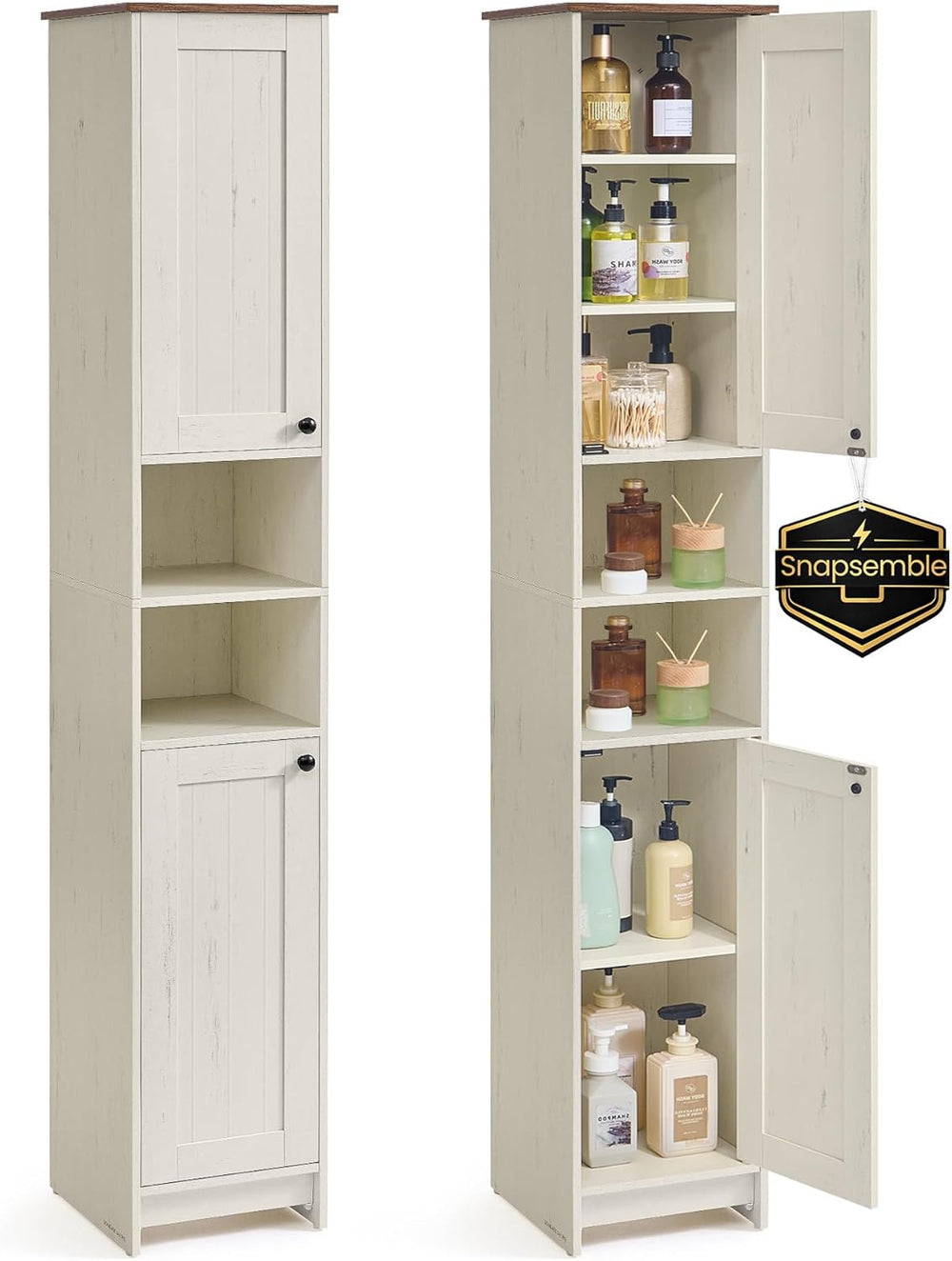 SONGMICS HOME 67-Inch Tall Bathroom Storage Cabinet, Superfast Toolless Assem...