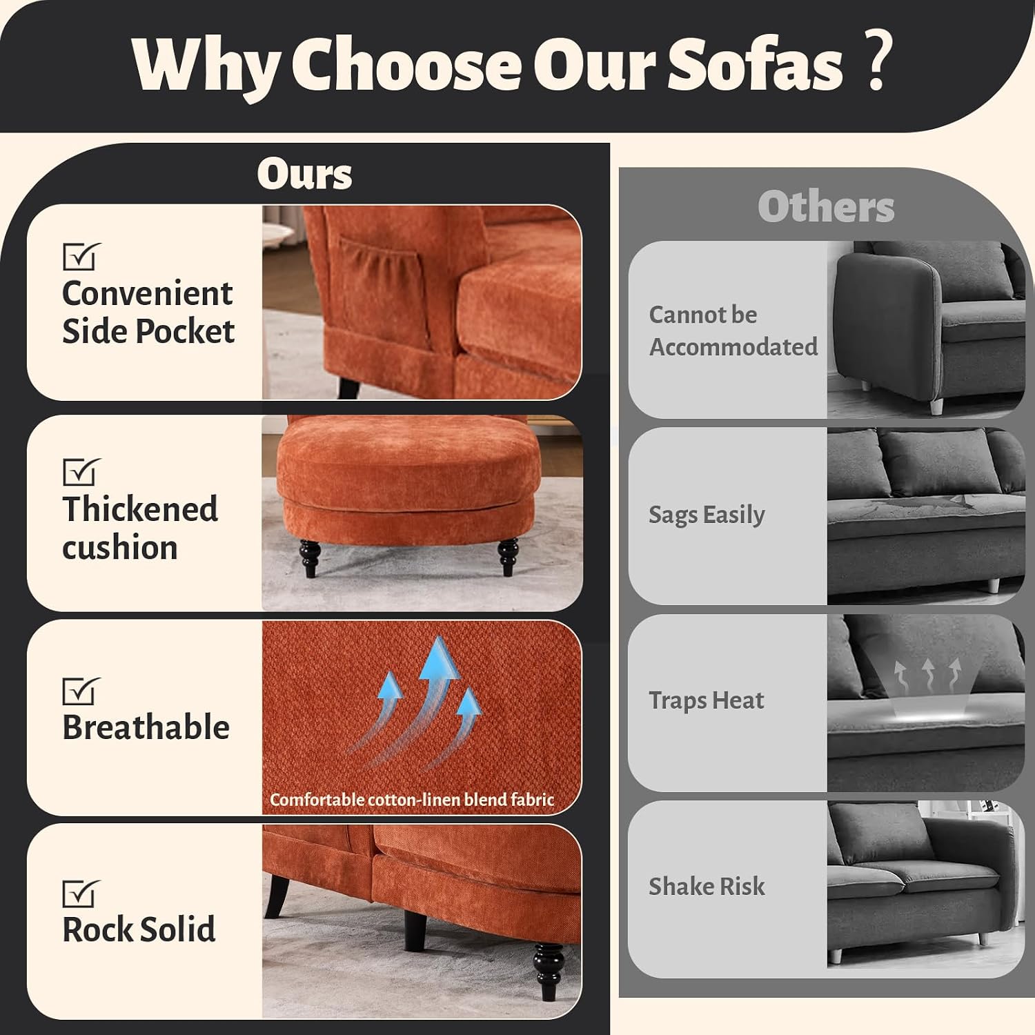 59.8" Chaise Lounge Chair Indoor, Chenille Reading Chairs | Side Pocket, Upholstered Chaise Lounge for for Bedroom, Living Room& Apartment ,Sturdy Frame, Orange