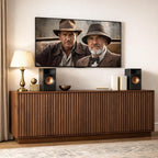 63'' Fluted TV Stand for TVs up to 75'', Modern Long Media Console with Storage Cabinets & Adjustable Shelves,Entertainment Center for Living Room Bedroom (Walnut)