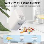 Pill Organizer Easy-Slide Lid, Removable 7 Day 1 Time a Day Pill Box, Large Travel Pill Case, Week Once Daily Medication Dispenser, Pill Container Holder for Supplement, Vitamin, White