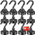 DIYMAG Magnetic Hooks Black 85 LB Heavy Duty Strong Magnet with Hook Rare Earth Neodymium Magnets for Hanging Magnetics Hanger for Curtain Home Kitchen Workplace 12 Packs
