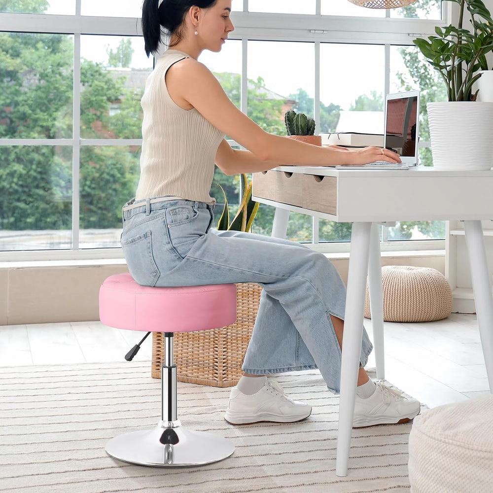 Nova Microdermabrasion Vanity Chair Stool Modern Tufted Round Ottoman Stool S...