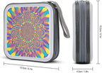40-Disc CD/DVD Organizer Wallet Red Blue Yellow Spiral Tie Dye Rainbow, Heavy-Duty Hard Plastic Binder, Portable Storage Case with Carry Strap for Car