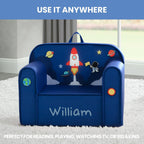 Delta Children Personalized Mix & Match Cozee Kids Chair with Interchangeable Patches, Space