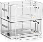 Sorbus Storage Bins with Metal Frame - Stackable & Foldable Clothes Organizer Bags - Clear Soft Plastic Storage Containers (2 Pack, Small)