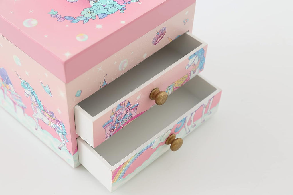 Agitation Unicorn Princess Wooden Musical Jewelry Box - Unicorn Gifts for Girls (A-Pink Unicorn8)