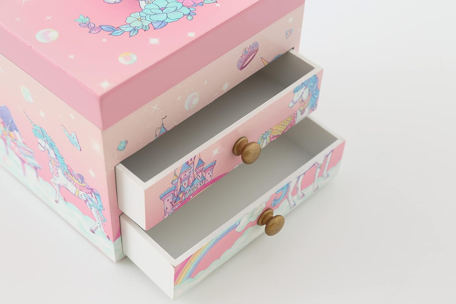 Agitation Unicorn Princess Wooden Musical Jewelry Box - Unicorn Gifts for Girls (A-Pink Unicorn8)