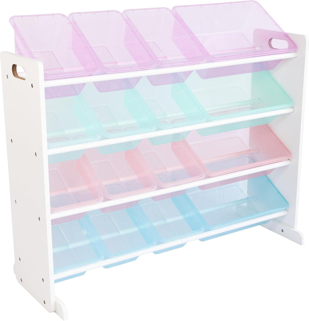 Humble Crew Supersized Toy Storage Organizer with 16 Removable Bins, Unicorn – Large Toy Storage for Toddlers Ideal for Kids' Rooms, Playrooms, and Nurseries - Modern Toy Bins for Kids
