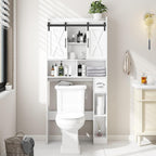 Vabches Over The Toilet Storage Cabinet, Farmhouse Storage Cabinet Over Toilet with Sliding Doors，Home Space-Saving Toilet Rack, for Bathroom, Restroom, Laundry