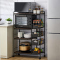 5-Tier Kitchen Carts on Wheels with Storage, Rolling Storage Cart with Handles, Lockable Wheels, 4 Drawers, Utility Carts on Wheels Microwave Stand for Kitchen, Living Room