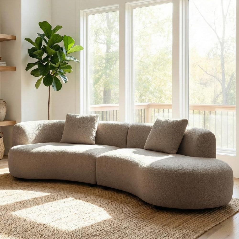 Acanva Modern Curved Sectional Living Room Couch, Minimalist Comfy Boucle Fab...
