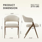 COLAMY Dining Chairs Set of 2, Mid Century Modern Dining Room Kitchen Dinner Chairs with Iron Legs, Open Back and Padded Seat, for Living Room/Bedroom/Restaurant/Cafe, Beige