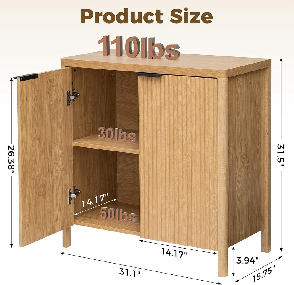 HOMMPA 31.5'' Sideboard Buffet Cabinet with Storage Fluted Sideboard ...