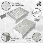 Drawer Organizer Clothes - 3 Set Multipurpose Dresser Drawer Organizer for Adults & Kids, Closet Foldable 10 Cells per Organizer - Non-Woven Fabric, T-Shirts, Baby Clothes, Shorts Organizer - White