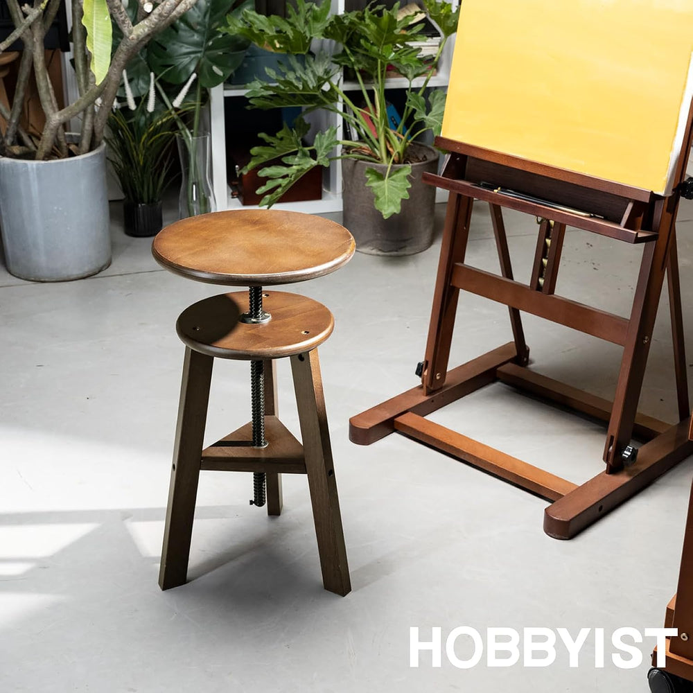 MEEDEN Walnut Drafting Stool with Solid Beech Wood, Height Adjustable Artist ...