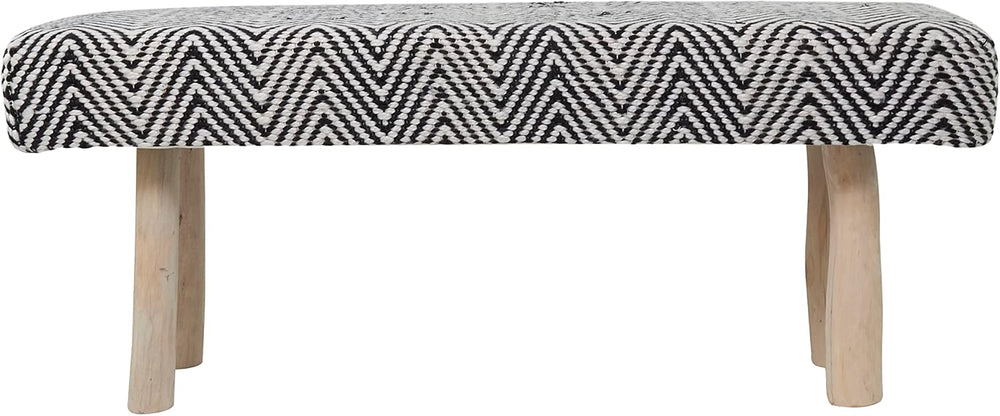 Deco 79 Polyester Chevron Bench with Wood Legs, 48" x 18" x 20&quot...