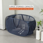 HONOMA Sturdy Mesh Laundry Hamper Basket Bag,Pop up Basket with Side Pocket for Laundry Room, Bathroom, Kids Room, College Dorm or Travel (Pop Horizontal, Grey + Grey)