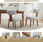 Dining Chairs Set of 2 Upholstered Dining Chairs, Gray Fabric Kitchen Chairs with Solid Wood Legs, Ergonomic Modern Accent Chairs for Dining Room, Living Room, or Office (Grey, Set of 2)