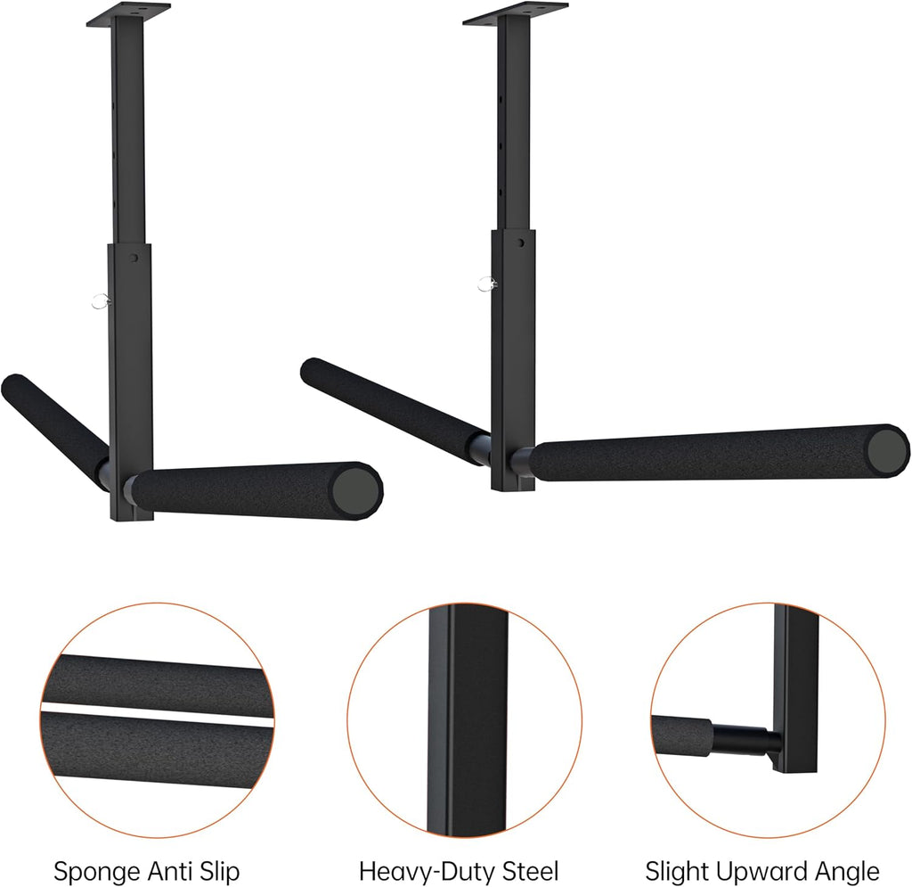 TRUSOON Double Kayak/Ladder Ceiling Storage Rack, Hi Port 2 Ladder Hanger Overhead Garage Kayak Ladder Rack, Holds 200 lbs, Adjustable Height Design, Black