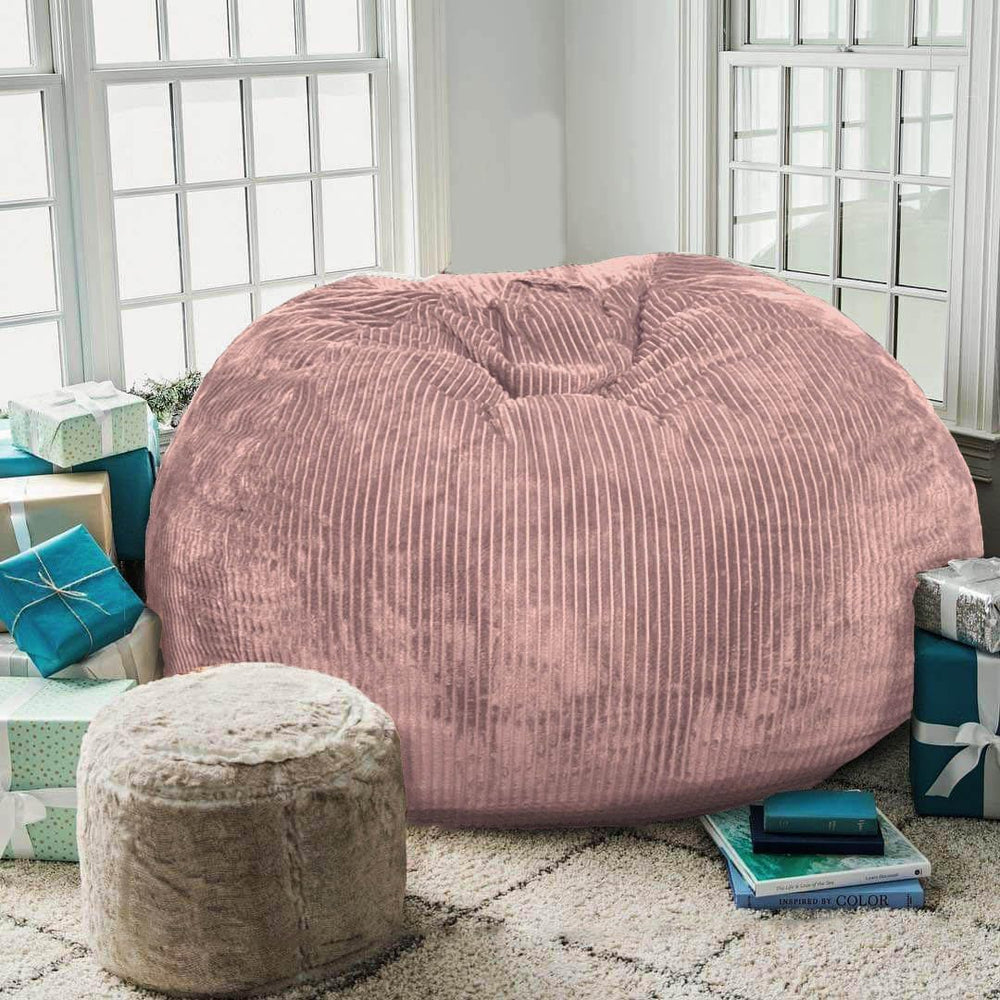 Bean Bag Chairs with Faux Rabbit Fur Cover, 4 ft Giant Memory Foam Bean Bag C...