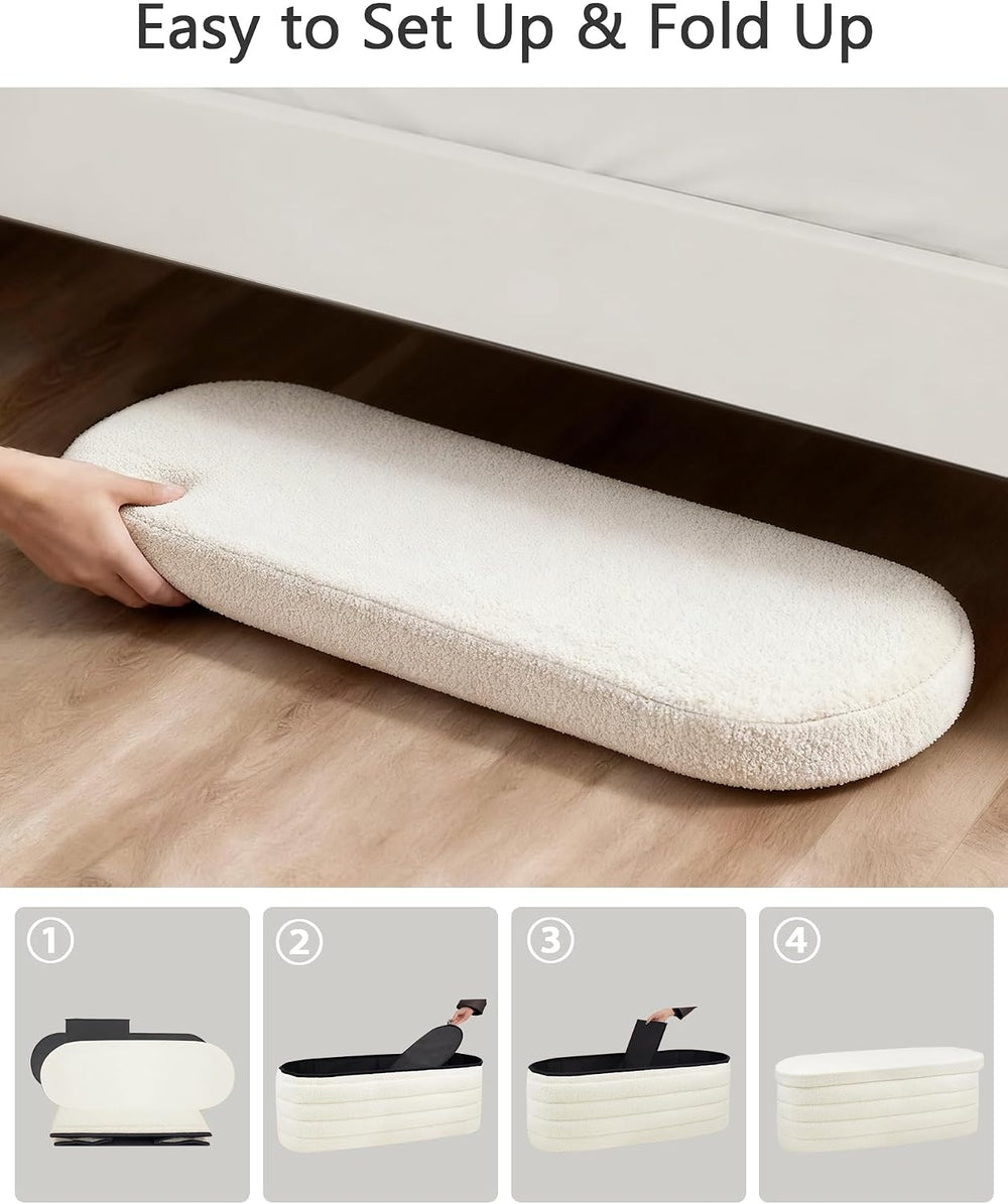 GLAXYFUR Storage Ottoman Bench, 43" Entryway Shoe Seat, Sherpa White | U...