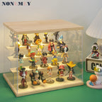 NONEMEY Clear Acrylic Display Case Stand with LED Light 2/3/4/5/6 Tier Storage Box Showcase Dustproof Organizer Box for Collectibles (4Tier 12.4*9.6*10.4inch)