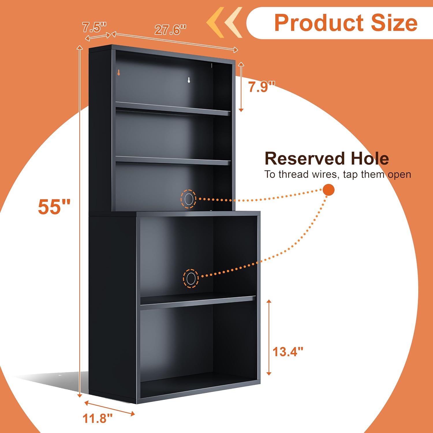 CD Storage Rack, 5-Tier DVD Organizer Shelf with Record Player Stand, Media Cabinet for CDs, DVDs, Albums, Books & Games, Vinyl Record Holder & CD Tower for Living Room, Music Room (Black)