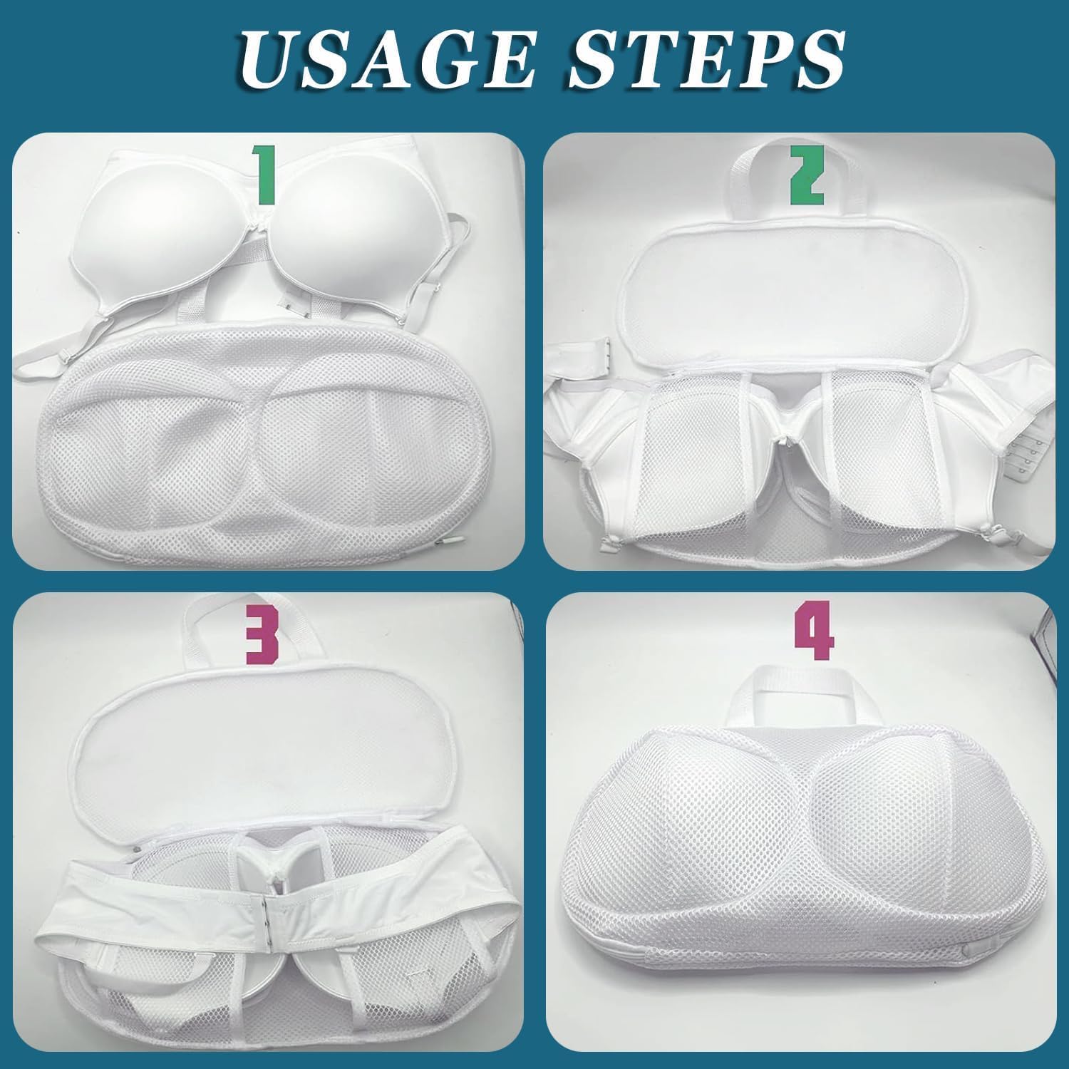 4 Pack Large Bra Laundry Bags for Washing Machine, Lingerie Bag for Washing Delicates Underwear Brassiere, Bra Washer Protector for Laundry (White 4 pack)