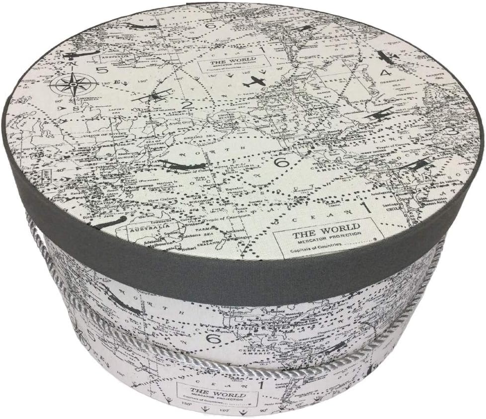 Sarah's Hat Boxes Classic Travel Hat Box – 12.75" x 6.5" (Dia. x Ht.) Handmade in USA – Odorless Non-Toxic Adhesive, Cording Handle – Premium Storage for Hats & Accessories