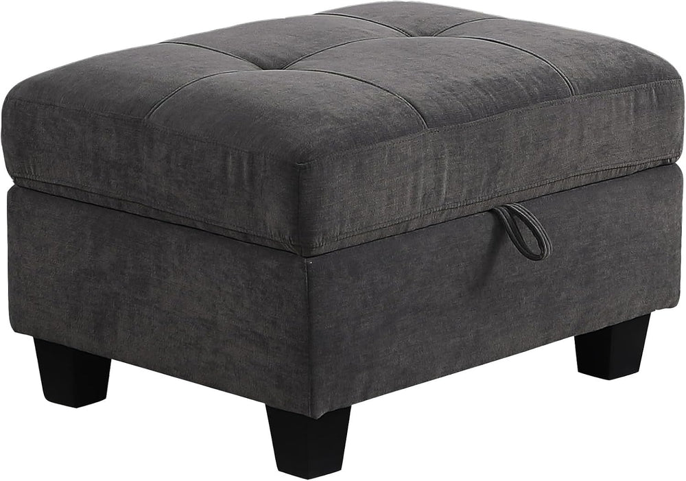 Couch Ottoman with Storage Dark Grey,Velvet Upholstered Large Square Ottoman ...