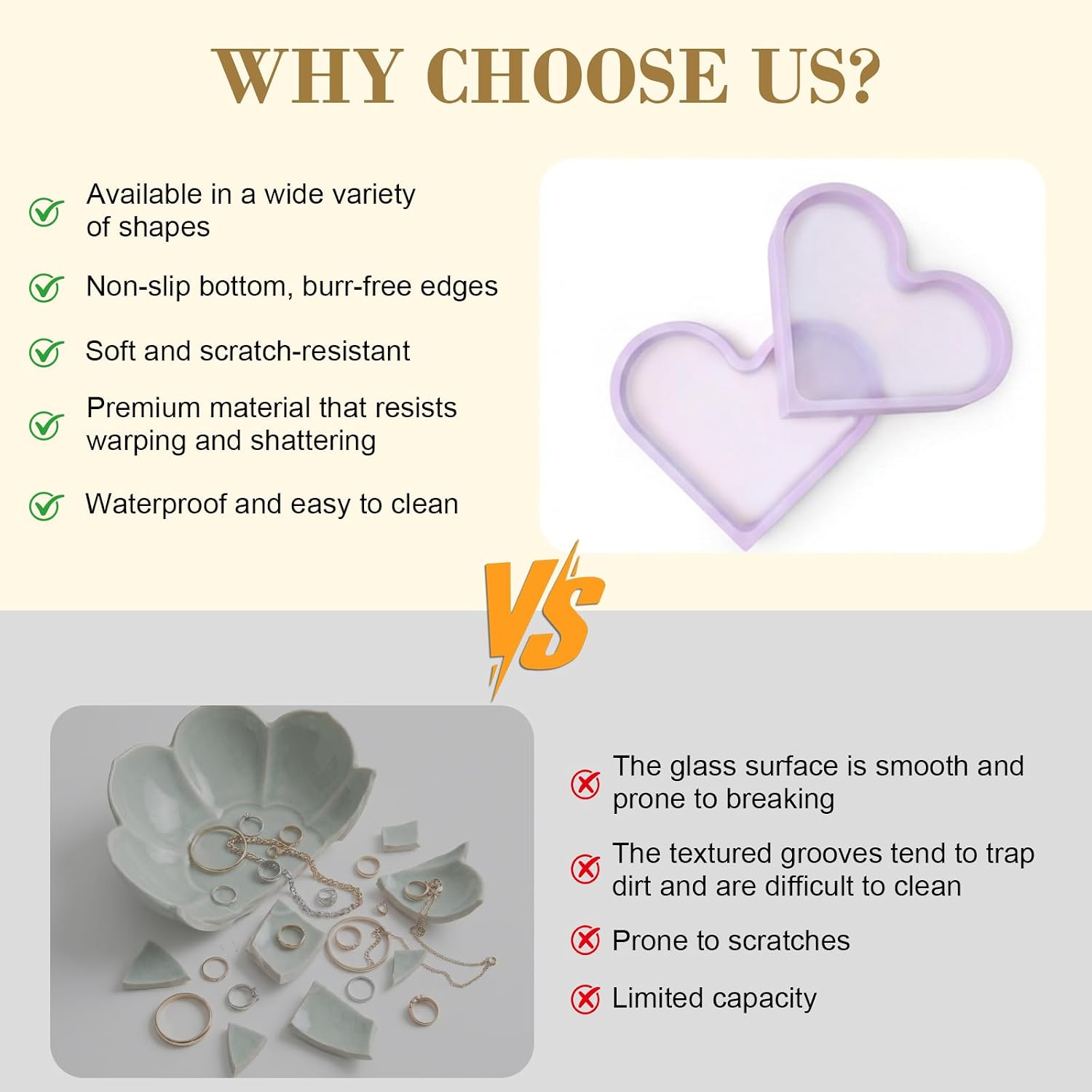 Cute Heart Silicone Jewelry Dish, Soft Ring Holder Tray, Small Trinket Bowl for Keys Earrings Necklace, Aesthetic Home Decoration Gift for Women Girls Mom Best Friend, Purple