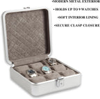 Bey-Berk Personalized Prague Aluminum 9-Slot Watch Case (Silver), Locking Travel Metal Watch Box with Quilted Interior, 9.75" x 3" x 10.25"