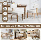 Dining Chairs, Fabric Upholstered Wood Kitchen Chairs Set of 4, Linen Curved Backrest Accent Chairs,Farmhouse Modern Dining Chairs with Foot Pad for Kitchen/Living Room/Restaurant/Cafe-Beige