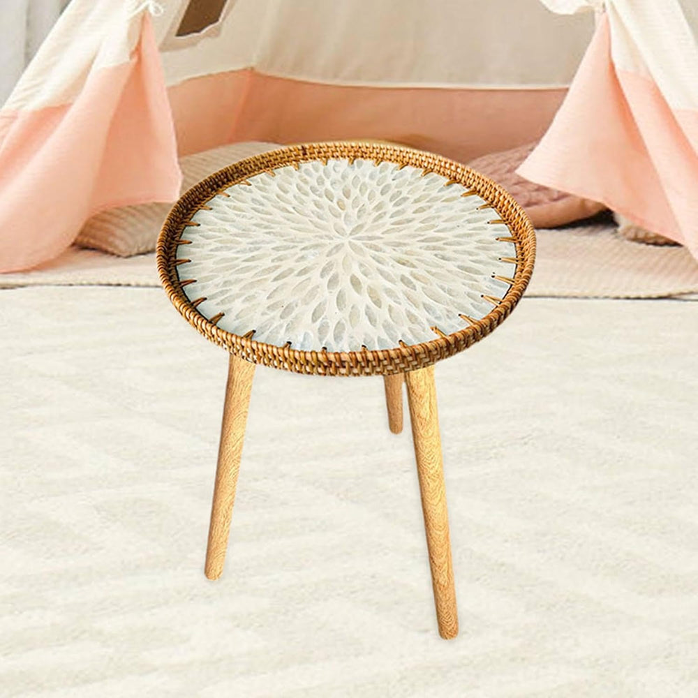 Shell Inlay Side Table, End Table, Home Decoration, Tea Table, Bedside Table ...
