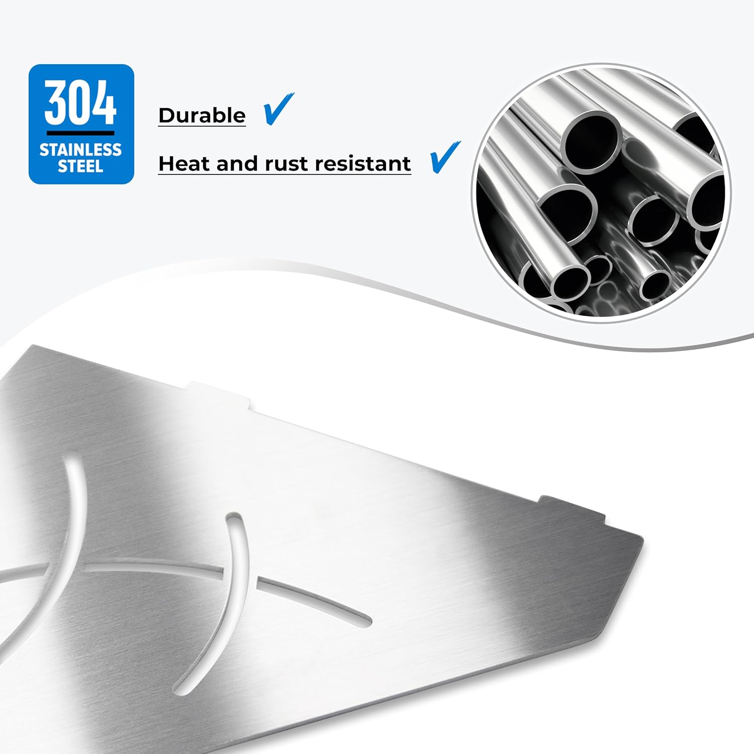 FerdY 2-Pack 10" Brushed Nickel Recessed Corner Shower Shelf, for Tiled Bathroom Walls, Floating Shower Shelf, 304 Stainless Steel Shower Caddy Storage Shelves, No Drilling Required, Irregular Diamond
