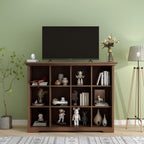 Cube Shelf Bookcase with Base - Wooden 3 Tiers Floor Standing Low Storage Cabinet for Home and Office, 12-Cube Lattice Bookshelf, Walnut