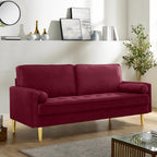 Velvet Loveseat Sofa,Mid Century Modern Small Love Seats Furniture Comfy Couch for Living Room, Upholstered 2 Seater Sofa for Small Apartment (Burgudy, 66.9 Inch)