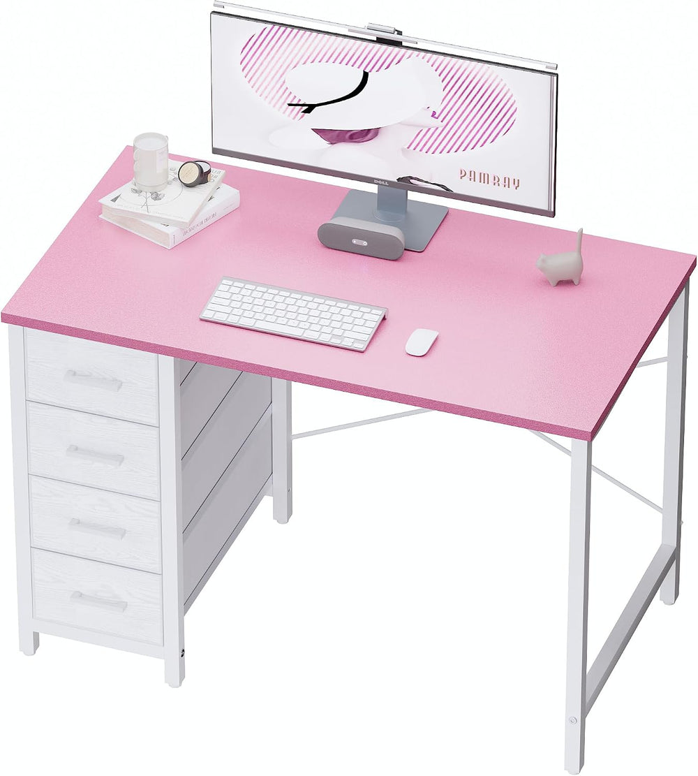 Pamray 32 Inch Computer Desk with 4 Drawers Small Office Desk for Home Bedroo...