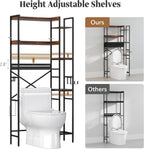 Over The Toilet Storage Shelf with Drawer, 3-Tier Above Toilet Bathroom Organizer with 4 Adjustable Side Shelves, Space Saver Freestanding Rack with Holder & Hook for Laundry Kitchen (Brown)