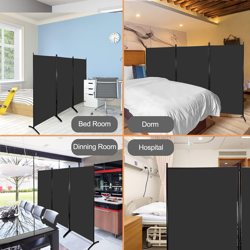 MAYOLIAH Partition Room Dividers 3 Panel Folding Privacy Screens 6 Ft Tall