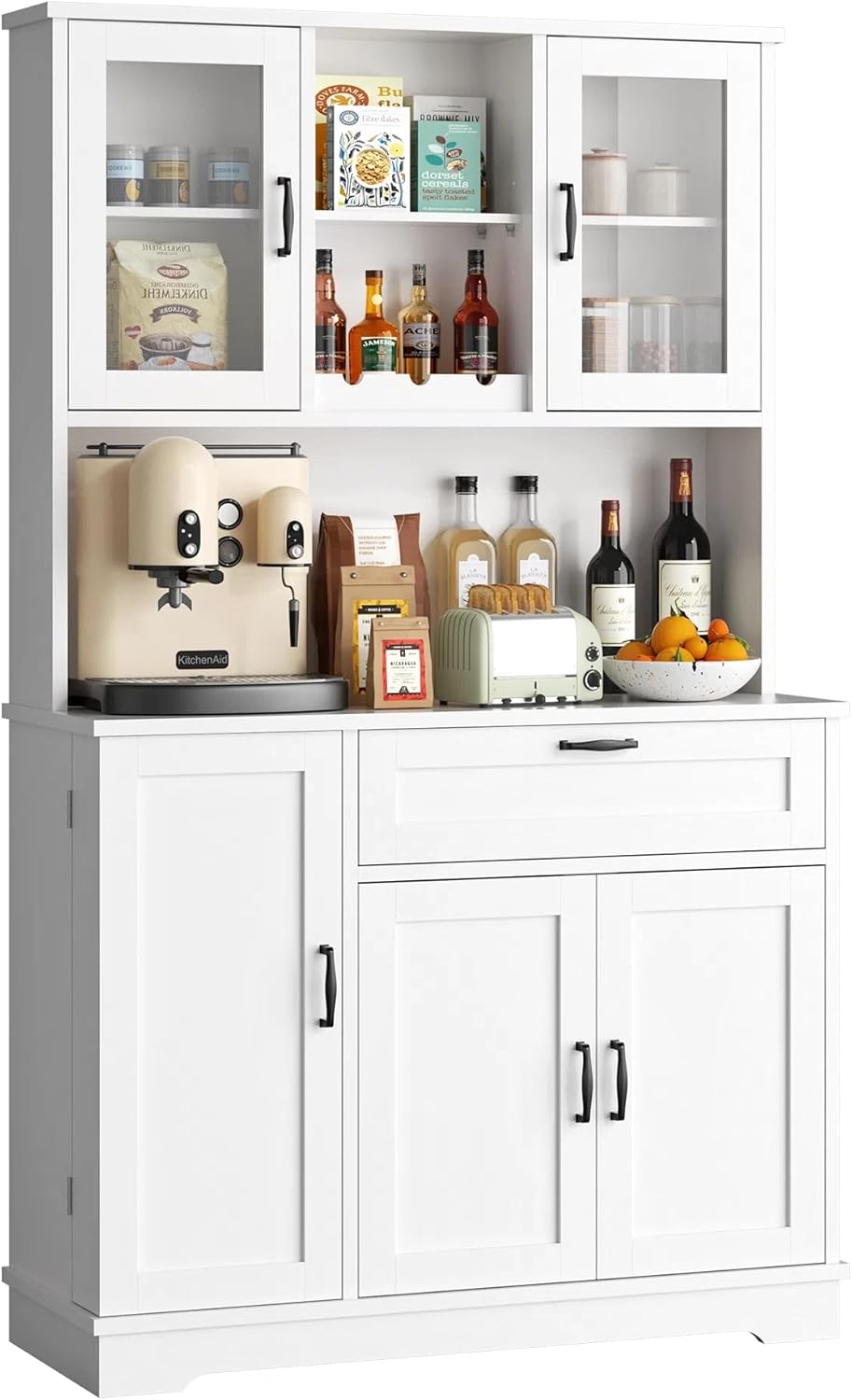 Vongrasig Kitchen Pantry Cabinet, Large Kitchen Hutch Formhouse Storage Cabin...