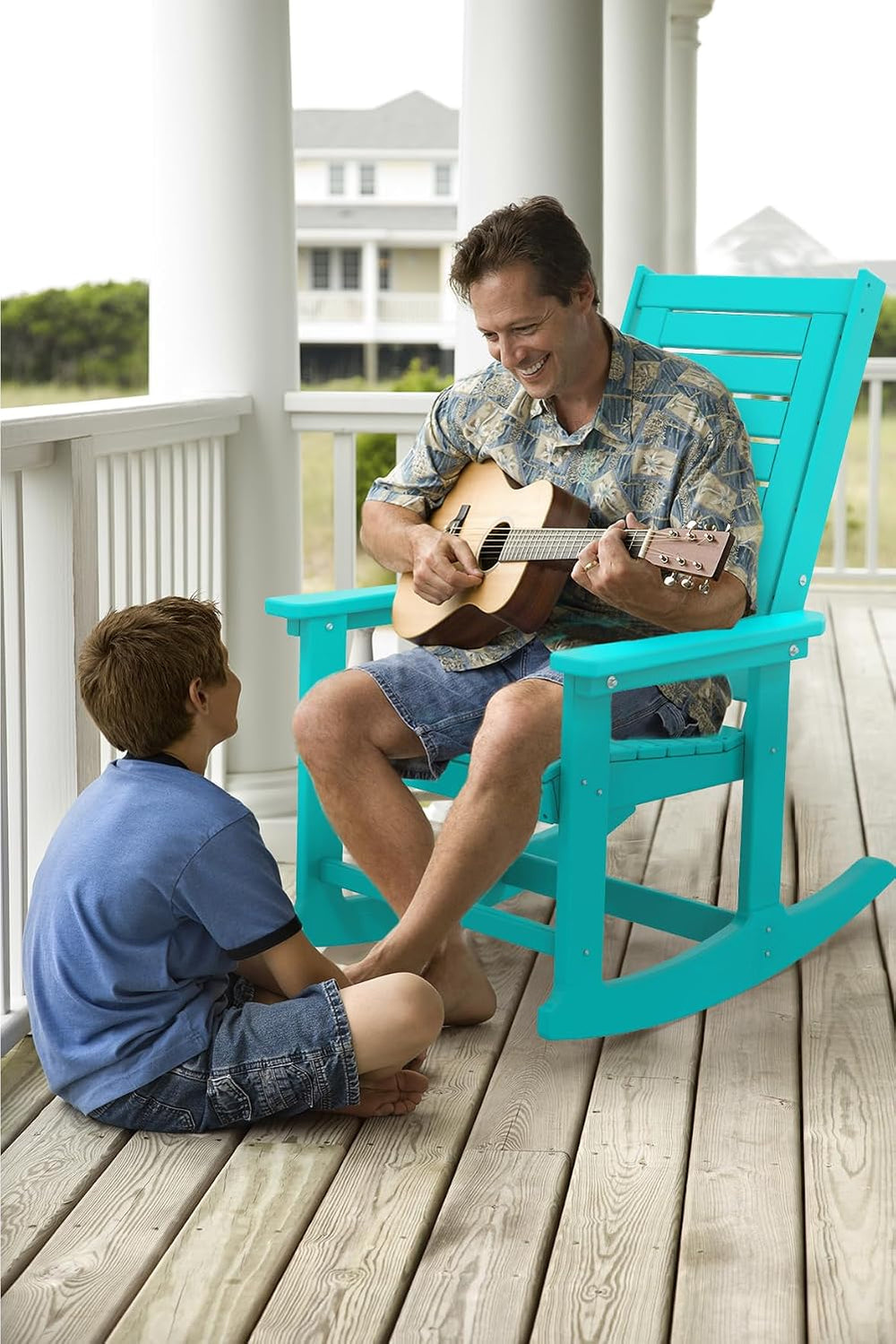 BRIOPAWS Outdoor Rocking Chairs Set of 2 | HDPE Plastic | Porch Rockers | Aqu...