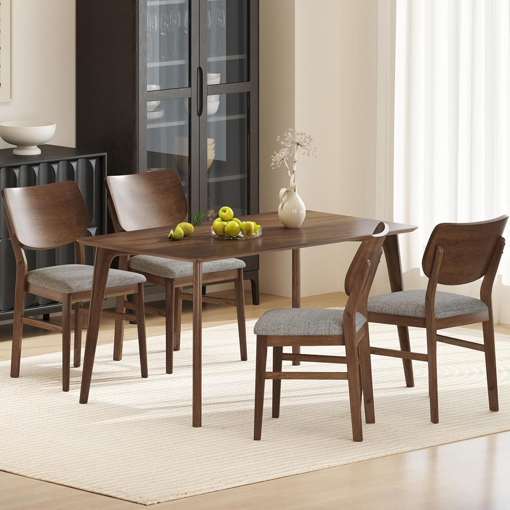 Giantex Wooden Dining Chairs Set of 4, Farmhouse Upholstered Kitchen Chairs w...