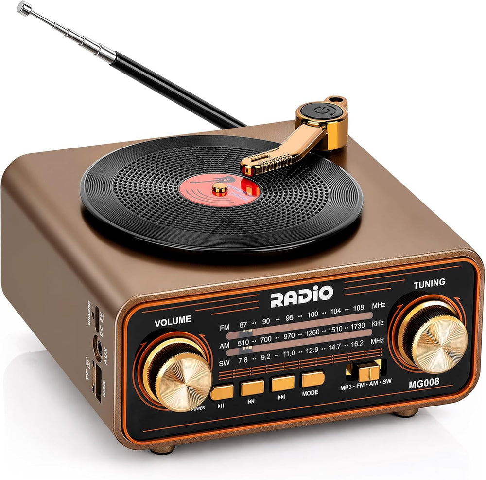 Vintage Radio AM FM SW with Bluetooth/TF Card/USB Playback for Home, Office