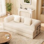 78.8" Convertible Sofa Bed, 5-in-1 Boneless Couch, No Assembly,Cream | Corduroy Boneless Loveseat Sleeper Sofa,Boneless Chair for Living Room,Futon Sleeper Couch with Removable Armrests & Pillows