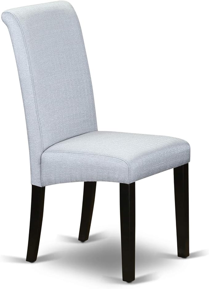 East West Furniture LGBA5-BLK-05 5 Piece Dinette Set Includes a Rectangle Dining Table with Butterfly Leaf and 4 Grey Linen Fabric Parson Dining Room Chairs, 42x84 Inch, Black