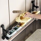 Wall Mounted Folding Shoe Rack 2 Tiers Space Saving Designs for Bathroom and Entryway Without Drilling Required