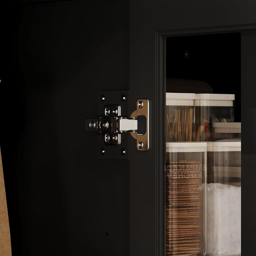 AGOTENI 47.2" W Pantry Cabinet with Glass Doors & 4 Drawers, Wooden ...